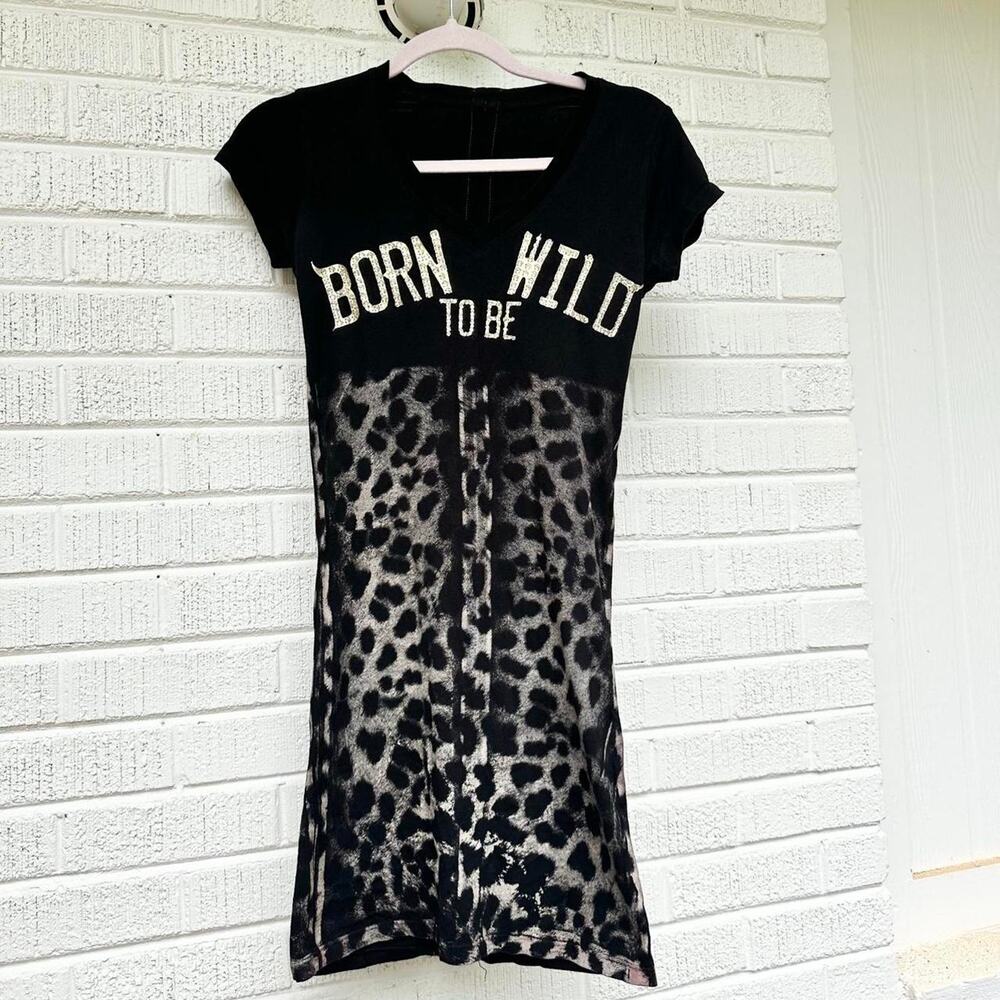 Y2K The Saints Sinphony “Born to Be Wild” Leopard Mini Dress